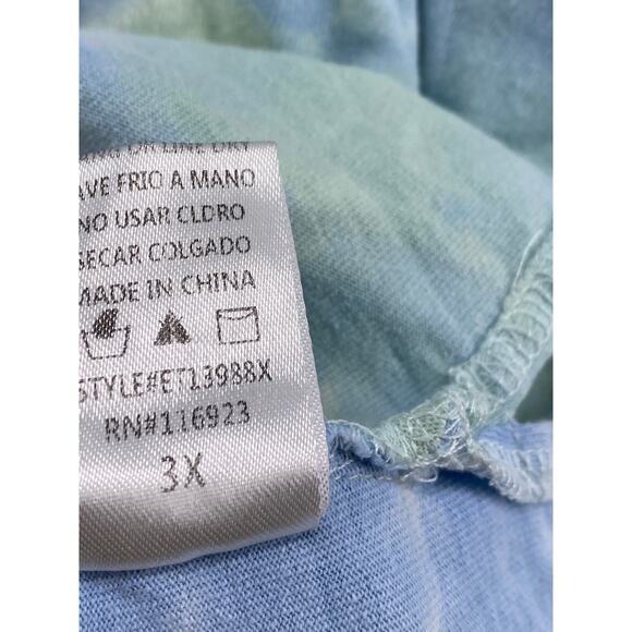 EASEL Women's Blue-Green Tie-Dye Long Sleeve Boatneck Top SZ 3X - Picture 12 of 12